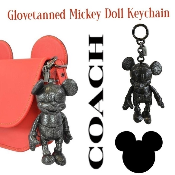 Coach Glovetanned Leather Mickey Doll Keychain NWT - Picture 1 of 6
